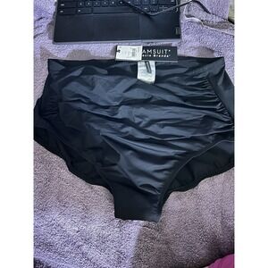 Dreamsuit Black Swim Bottoms 18W Plus Tummy Control Ruched Front NWT